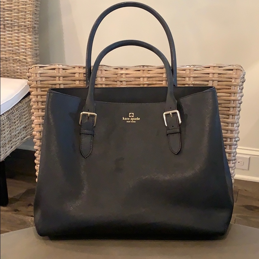 kate spade black leather shoulder bag